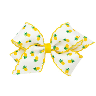 Medium Fruit Print Grosgrain Moonstitch Hair Bow on Clippie - 4 Prints, Wee Ones, Alligator Clip, Alligator Clip Hair Bow, Clippie, Clippie Hair Bow, Hair Bow, Hair Bows, Medium Fruit Print G