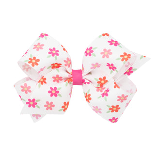 Medium Flower Print Hair Bow on Clippie, Wee Ones, Alligator Clip, Alligator Clip Hair Bow, Clippie, Clippie Hair Bow, Hair Bow, Hair Bows, Medium Flower Print Hair Bow on Clippie, Pinch Clip