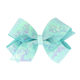 Medium Iridescent Sequin Hair Bow on Clippie - 12 Colors, Wee Ones, Alligator Clip, Alligator Clip Hair Bow, cf-type-hair-bow, cf-vendor-wee-ones, Clippie, Clippie Hair Bow, Hair Bow, Hair Bo