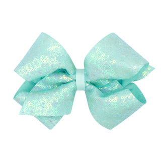 King Iridescent Sequin Hair Bow on Clippie - 12 Colors, Wee Ones, Alligator Clip, Alligator Clip Hair Bow, cf-type-hair-bow, cf-vendor-wee-ones, Clippie, Clippie Hair Bow, Hair Bow, Hair Bow 