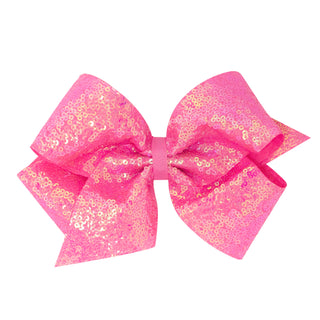 King Iridescent Sequin Hair Bow on Clippie - 12 Colors, Wee Ones, Alligator Clip, Alligator Clip Hair Bow, cf-type-hair-bow, cf-vendor-wee-ones, Clippie, Clippie Hair Bow, Hair Bow, Hair Bow 