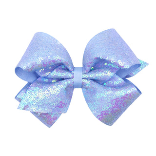 King Iridescent Sequin Hair Bow on Clippie - 12 Colors, Wee Ones, Alligator Clip, Alligator Clip Hair Bow, cf-type-hair-bow, cf-vendor-wee-ones, Clippie, Clippie Hair Bow, Hair Bow, Hair Bow 