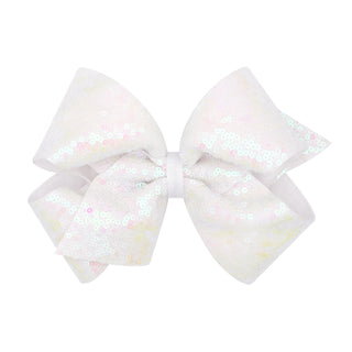 King Iridescent Sequin Hair Bow on Clippie - 12 Colors, Wee Ones, Alligator Clip, Alligator Clip Hair Bow, cf-type-hair-bow, cf-vendor-wee-ones, Clippie, Clippie Hair Bow, Hair Bow, Hair Bow 