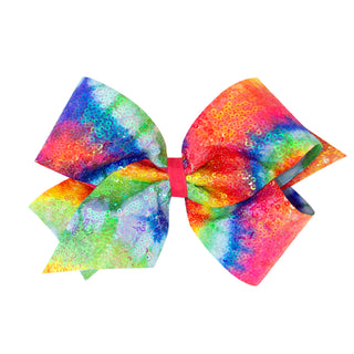 King Iridescent Sequin Bright Tie Dye Hair Bow on Clippie, Wee Ones, Alligator Clip, Alligator Clip Hair Bow, Clippie, Clippie Hair Bow, Hair Bow, Hair Bow on Clippie, Hair Bows, Large Irides