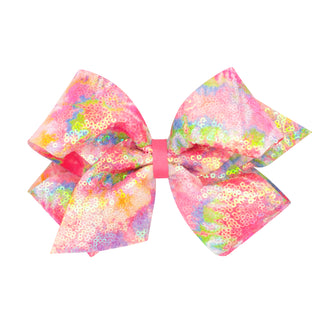 King Iridescent Sequin Pastel Tie Dye Hair Bow on Clippie, Wee Ones, Alligator Clip, Alligator Clip Hair Bow, Clippie, Clippie Hair Bow, Hair Bow, Hair Bow on Clippie, Hair Bows, Large Irides