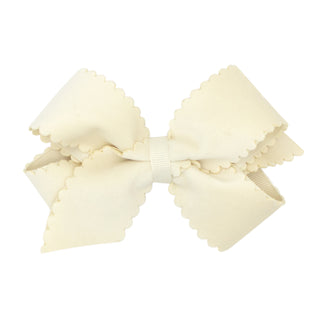 Medium Grosgrain with Scalloped Edge Faux Velvet Bow on Clippie, Wee Ones, Alligator Clip, Alligator Clip Hair Bow, cf-type-hair-bow, cf-vendor-wee-ones, Clippie, Clippie Hair Bow, Hair Bow, 