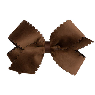 Medium Grosgrain with Scalloped Edge Faux Velvet Bow on Clippie, Wee Ones, Alligator Clip, Alligator Clip Hair Bow, cf-type-hair-bow, cf-vendor-wee-ones, Clippie, Clippie Hair Bow, Hair Bow, 