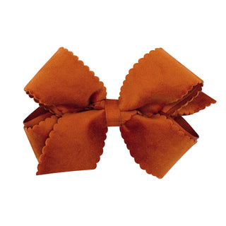 Medium Grosgrain with Scalloped Edge Faux Velvet Bow on Clippie, Wee Ones, Alligator Clip, Alligator Clip Hair Bow, cf-type-hair-bow, cf-vendor-wee-ones, Clippie, Clippie Hair Bow, Hair Bow, 