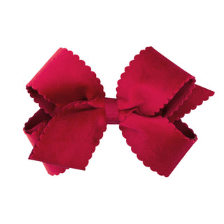 Medium Grosgrain with Scalloped Edge Faux Velvet Bow on Clippie, Wee Ones, Alligator Clip, Alligator Clip Hair Bow, cf-type-hair-bow, cf-vendor-wee-ones, Clippie, Clippie Hair Bow, Hair Bow, 