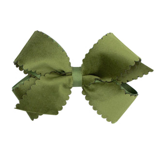 Medium Grosgrain with Scalloped Edge Faux Velvet Bow on Clippie, Wee Ones, Alligator Clip, Alligator Clip Hair Bow, cf-type-hair-bow, cf-vendor-wee-ones, Clippie, Clippie Hair Bow, Hair Bow, 