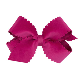 Medium Grosgrain with Scalloped Edge Faux Velvet Bow on Clippie, Wee Ones, Alligator Clip, Alligator Clip Hair Bow, cf-type-hair-bow, cf-vendor-wee-ones, Clippie, Clippie Hair Bow, Hair Bow, 