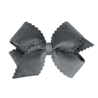 Medium Grosgrain with Scalloped Edge Faux Velvet Bow on Clippie, Wee Ones, Alligator Clip, Alligator Clip Hair Bow, cf-type-hair-bow, cf-vendor-wee-ones, Clippie, Clippie Hair Bow, Hair Bow, 