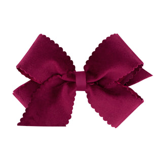 Medium Grosgrain with Scalloped Edge Faux Velvet Bow on Clippie, Wee Ones, Alligator Clip, Alligator Clip Hair Bow, cf-type-hair-bow, cf-vendor-wee-ones, Clippie, Clippie Hair Bow, Hair Bow, 