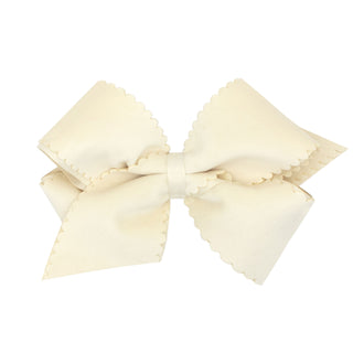 Small King Grosgrain with Scalloped Edge Faux Velvet Bow on Clippie, Wee Ones, Alligator Clip, Alligator Clip Hair Bow, cf-type-hair-bow, cf-vendor-wee-ones, Clippie, Clippie Hair Bow, Hair B