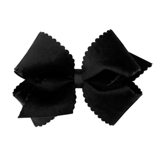 Small King Grosgrain with Scalloped Edge Faux Velvet Bow on Clippie, Wee Ones, Alligator Clip, Alligator Clip Hair Bow, cf-type-hair-bow, cf-vendor-wee-ones, Clippie, Clippie Hair Bow, Hair B