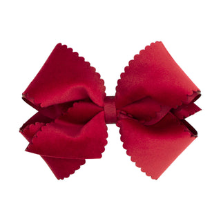 Small King Grosgrain with Scalloped Edge Faux Velvet Bow on Clippie, Wee Ones, Alligator Clip, Alligator Clip Hair Bow, cf-type-hair-bow, cf-vendor-wee-ones, Clippie, Clippie Hair Bow, Hair B