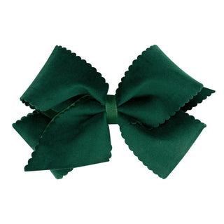 Small King Grosgrain with Scalloped Edge Faux Velvet Bow on Clippie, Wee Ones, Alligator Clip, Alligator Clip Hair Bow, cf-type-hair-bow, cf-vendor-wee-ones, Clippie, Clippie Hair Bow, Hair B