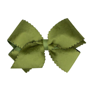 Small King Grosgrain with Scalloped Edge Faux Velvet Bow on Clippie, Wee Ones, Alligator Clip, Alligator Clip Hair Bow, cf-type-hair-bow, cf-vendor-wee-ones, Clippie, Clippie Hair Bow, Hair B