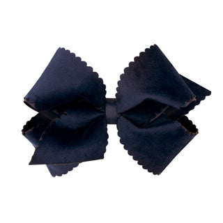 Small King Grosgrain with Scalloped Edge Faux Velvet Bow on Clippie, Wee Ones, Alligator Clip, Alligator Clip Hair Bow, cf-type-hair-bow, cf-vendor-wee-ones, Clippie, Clippie Hair Bow, Hair B