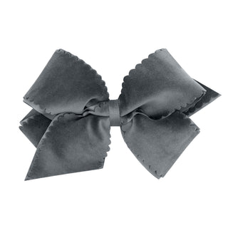 Small King Grosgrain with Scalloped Edge Faux Velvet Bow on Clippie, Wee Ones, Alligator Clip, Alligator Clip Hair Bow, cf-type-hair-bow, cf-vendor-wee-ones, Clippie, Clippie Hair Bow, Hair B