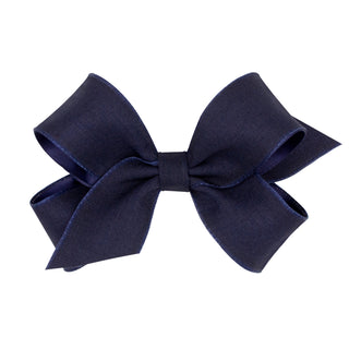 Medium Canvas Linen & Satin Overlay Hair Bow on Clippie, Wee Ones, cf-size-azalea, cf-size-brown, cf-size-vapor, cf-type-hair-bow, cf-vendor-wee-ones, Medium Linen & Satin Overlay Hair Bow on