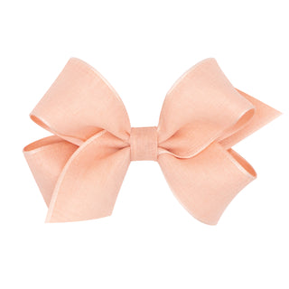 Medium Canvas Linen & Satin Overlay Hair Bow on Clippie, Wee Ones, cf-size-azalea, cf-size-brown, cf-size-vapor, cf-type-hair-bow, cf-vendor-wee-ones, Medium Linen & Satin Overlay Hair Bow on