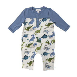 Angel Dear Painterly Dino Romper with Pockets, Angel Dear, Angel Dear, Angel Dear Fall 2022, Angel Dear Ruffle Romper, cf-size-12-18-months, cf-type-romper, cf-vendor-angel-dear, CM22, Dino, 