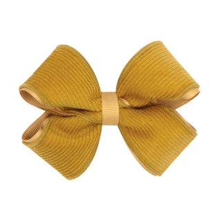 Small Corduroy and Grosgrain Overlay Hair Bow on Clippie - 6 Colors, Wee Ones, Alligator Clip, Alligator Clip Hair Bow, cf-type-hair-bow, cf-vendor-wee-ones, Clippie, Clippie Hair Bow, Hair B