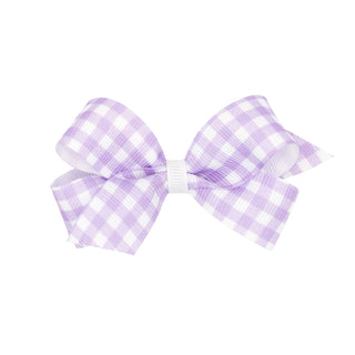 Mini Purple Gingham Grosgrain Hair Bow on Clippie, Wee Ones, Alligator Clip, Alligator Clip Hair Bow, cf-type-hair-bow, cf-vendor-wee-ones, Clippie, Clippie Hair Bow, CM22, Easter, Easter Bow