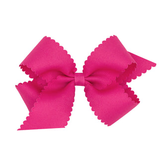 Medium Grosgrain Scallop Edge Hair Bow on Clippie, Wee Ones, Alligator Clip, Alligator Clip Hair Bow, cf-type-hair-bow, cf-vendor-wee-ones, Clippie, Clippie Hair Bow, Grosgrain Scallop Edge H