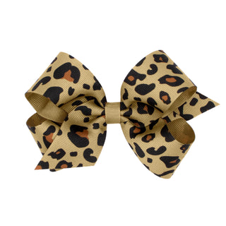 Medium Leopard Grosgrain Hair Bow on Clippie - 6 Colors, Wee Ones, Alligator Clip, Alligator Clip Hair Bow, cf-type-hair-bow, cf-vendor-wee-ones, Clippie, Clippie Hair Bow, Hair Bow, Hair Bow