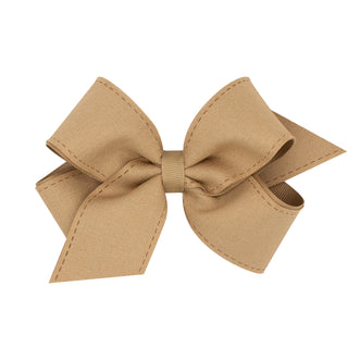 Khaki Colored Denim Hair Bow on Clippie, Wee Ones, Alligator Clip, Alligator Clip Hair Bow, cf-size-king, cf-size-medium, cf-type-hair-bow, cf-vendor-wee-ones, Clippie, Clippie Hair Bow, Hair