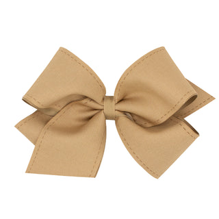 Khaki Colored Denim Hair Bow on Clippie, Wee Ones, Alligator Clip, Alligator Clip Hair Bow, cf-size-king, cf-size-medium, cf-type-hair-bow, cf-vendor-wee-ones, Clippie, Clippie Hair Bow, Hair