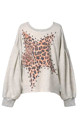 Hannah Banana Leopard Star Sweatshirt, Hannah Banana, cf-size-14, cf-type-sweatshirt, cf-vendor-hannah-banana, GBYM, Hannah Banana, Hannah Banana Leopard, JAN23, Leopard, Leopard Star, Sweats