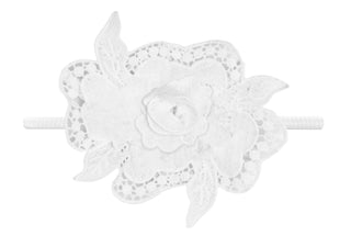 Baby Bling White Applique Flower on White Skinny Headband, Baby Bling, Baby bling, Baby Bling Headband, Baby Bling Skinny Headband, Baby Bling Special Occasion Collection, Baby bling Spring 2