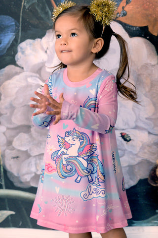 Baby Sara Unicorn A-Line Mesh L/S Dress, Baby Sara, Baby Sara, Baby Sara Dress, Baby Sara Unicorn A-Line Mesh L/S Dress, Baby Sara Unicorn A-Line Mesh Long Sleeve Dress, cf-size-2t, cf-type-d