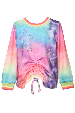 Baby Sara Ruched Purple Tie Dye Rhinestone Star L/S Top, Baby Sara, Baby Sara, Baby Sara L/S Top, Baby Sara Ruched Multi Tie Dye Rhinestone Star L/S Top, cf-size-4, cf-type-long-sleeve, cf-ve