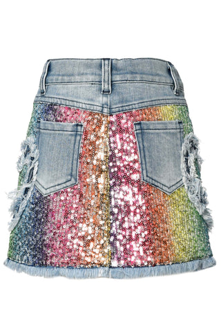 Baby Sara Multi Color Sequin Heart Skirt, Baby Sara, Babay Sara Skirt, Baby Sara, Baby Sara Multi Color Sequin Heart Denim Skirt, cf-size-5, cf-type-skirt, cf-vendor-baby-sara, CM22, Denim Sk