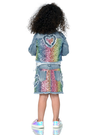 Baby Sara Multi Color Sequin Heart Skirt, Baby Sara, Babay Sara Skirt, Baby Sara, Baby Sara Multi Color Sequin Heart Denim Skirt, cf-size-5, cf-type-skirt, cf-vendor-baby-sara, CM22, Denim Sk