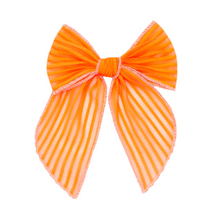 Baby Bling Belle Clip - Neon Orange Stripe, Baby Bling, Alligator Clip, Alligator Clip Hair Bow, Baby Bling, Baby Bling Belle Clip, Baby Bling Belle Clip - Neon Orange Stripe, Baby Bling Bows