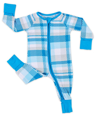 Little Sleepies Blueberry Plaid Convertible Romper/Sleeper, Little Sleepies, Bamboo Pajamas, CM22, Coverall, Footie, Little Sleepies, Little Sleepies Bamboo, Little Sleepies Blueberry Plaid, 