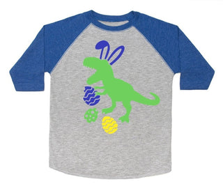 Bunnysaurus L/S Raglan Tee, Sweet Wink, Bunnysaurus L/S Raglan Tee, cf-size-2t, cf-type-tee, cf-vendor-sweet-wink, CM22, Dinosaur, Dinosaurs, Easter, Easter Dino, Easter Shirt, Easter Tee, EB