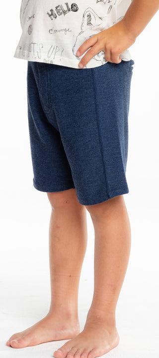 Chaser Boys Cozy Knit Rib Panel Shorts - Avalon, Chaser, Boys Shorts, Chaser, Chaser Boys Cozy Knit Rib Panel Shorts, Chaser Boys Cozy Knit Rib Panel Shorts - Avalon, Chaser Navy Blue Rib Pan