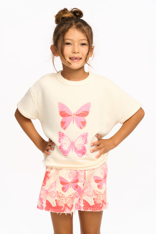 Chaser Pink Butterflies Piper Pullover, Chaser, Butterflies, Butterfly, cf-size-4, cf-type-shirt, cf-vendor-chaser, Chaser, Chaser Kids, Chaser Kids Tee, Chaser Tee, Pink Butterflies, T-shirt