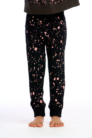 Chaser Rose Gold Foil Splatter Knit Pants, Chaser, cf-size-10, cf-size-4, cf-type-pants, cf-vendor-chaser, Chaser, Chaser Cozy Knit, Chaser Joggers, Chaser Kids, Chaser Pants, Chaser Rose Gol