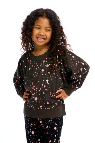 Chaser Rose Gold Foil Splatter Pullover, Chaser, cf-size-4, cf-size-5, cf-size-8, cf-type-pullover, cf-vendor-chaser, Chaser, Chaser Kids, JAN23, Rose Gold Splatter, Pullover - Basically Bows