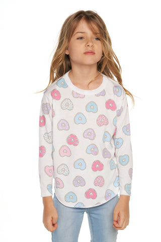 Chaser Heart Donuts L/S Shirttail Tee, Chaser, Chaser, Chaser Heart Donuts, Chaser Kids, Chaser L/s, Chaser L/S Tee, Chaser Long Sleeve, Chaser LS Tee, JAN23, Long Sleeve Tee, Pullover - Basi