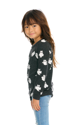 Chaser Kitty Ghosts Sweatshirt, Chaser, cf-size-12, cf-type-shirts-&-tops, cf-vendor-chaser, Chaser, Chaser Halloween, Chaser Halloween Sweatshirt, Chaser Kids, Chaser Kids Tee, Chaser Kitty 