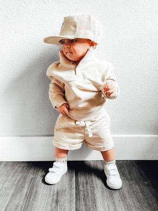 Little Bipsy Raw Edge Short - Ivory, Little Bipsy Collection, cf-size-0-3-months, cf-size-7y-8y, cf-type-shorts, cf-vendor-little-bipsy-collection, Gender Neutral, Ivory, LBSS23, Little Bipsy