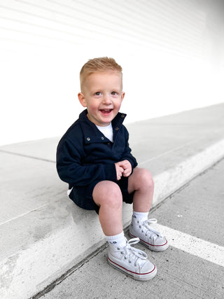 Little Bipsy Mock Neck Pullover - Navy, Little Bipsy Collection, LBSS23, Little Bipsy, Little Bipsy Collection, Little Bipsy Mock Neck Pullover, Little Bipsy Pullover, Mock Neck Pullover, Nav